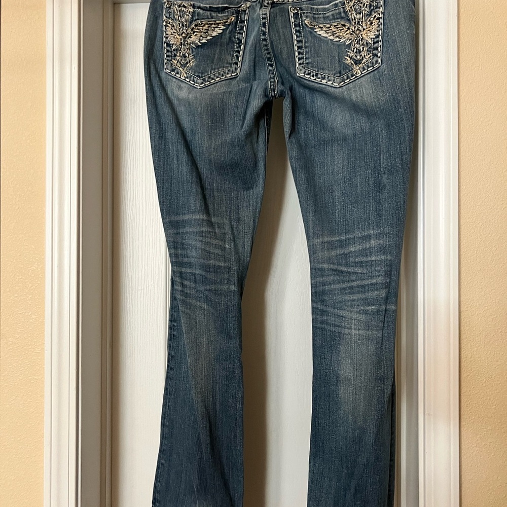 Miss Me Women's Boot Cut Jeans - Faded Blue Denim
